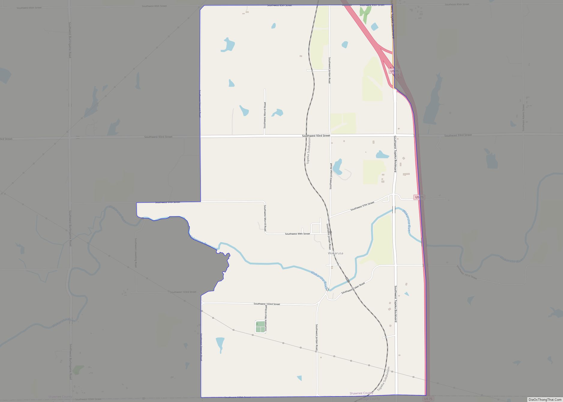 Map of Wakarusa CDP, Kansas