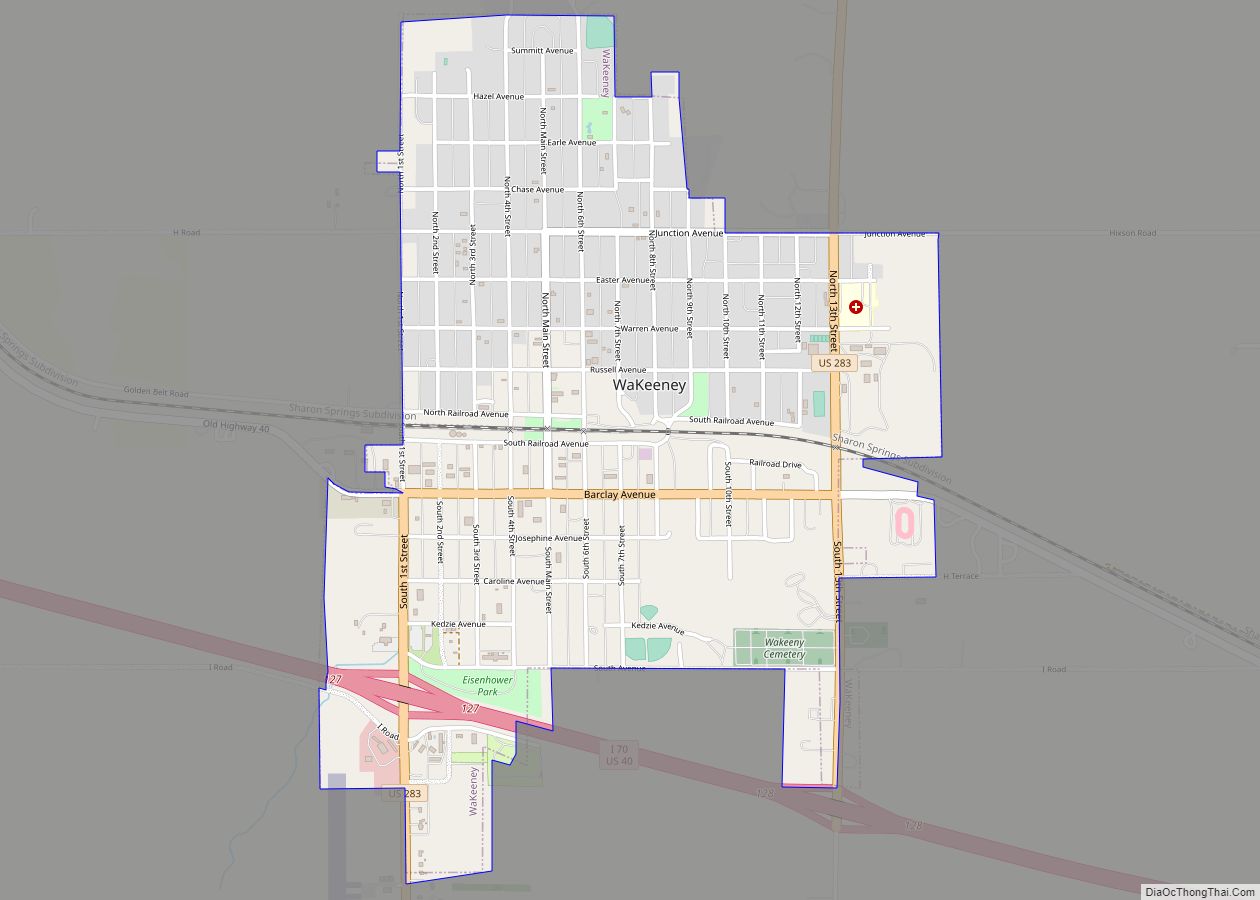 Map of WaKeeney city