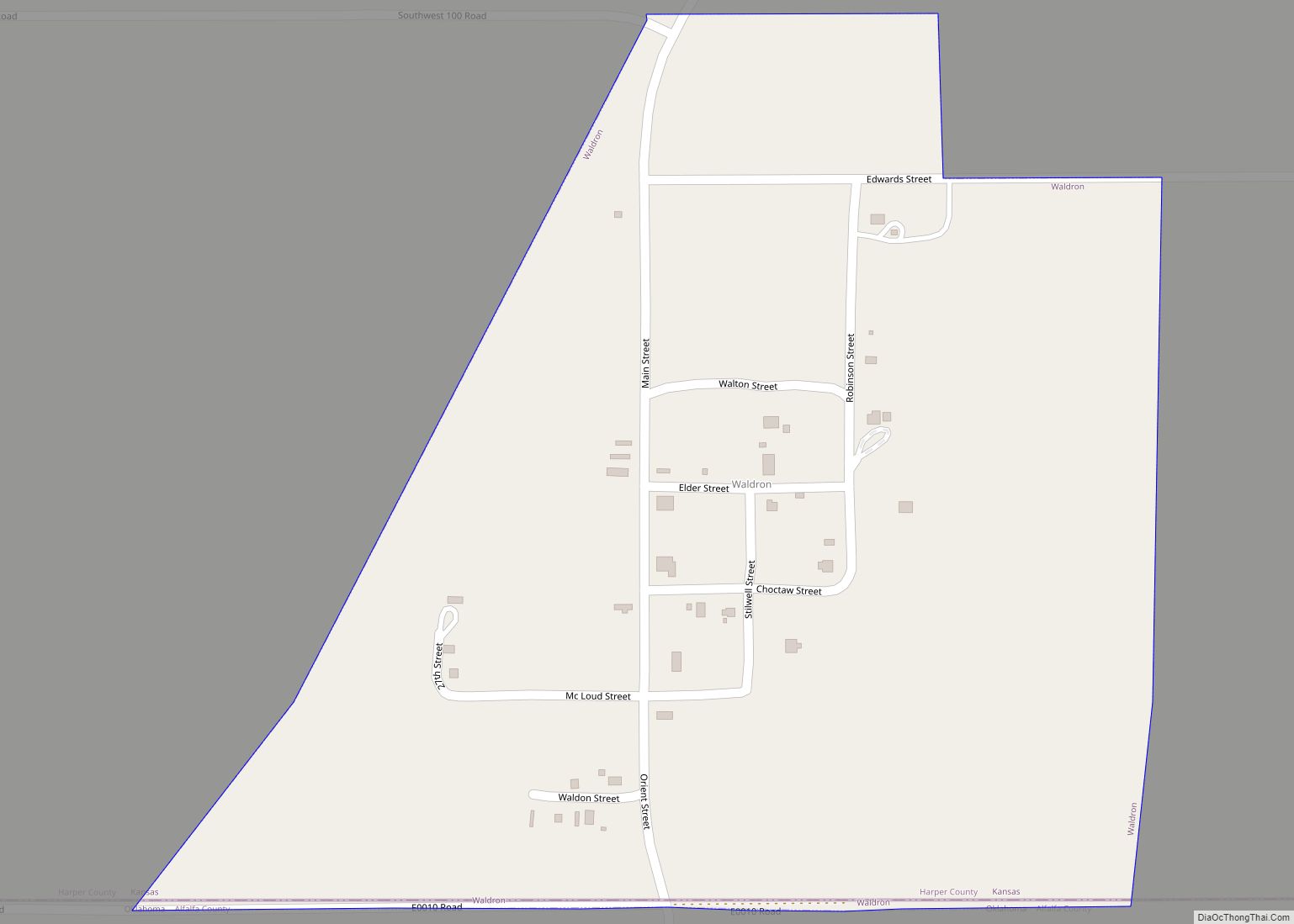 Map of Waldron city, Kansas