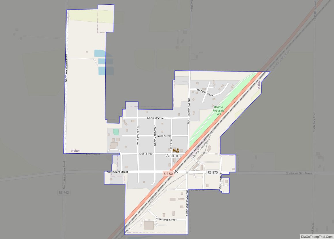 Map of Walton city, Kansas