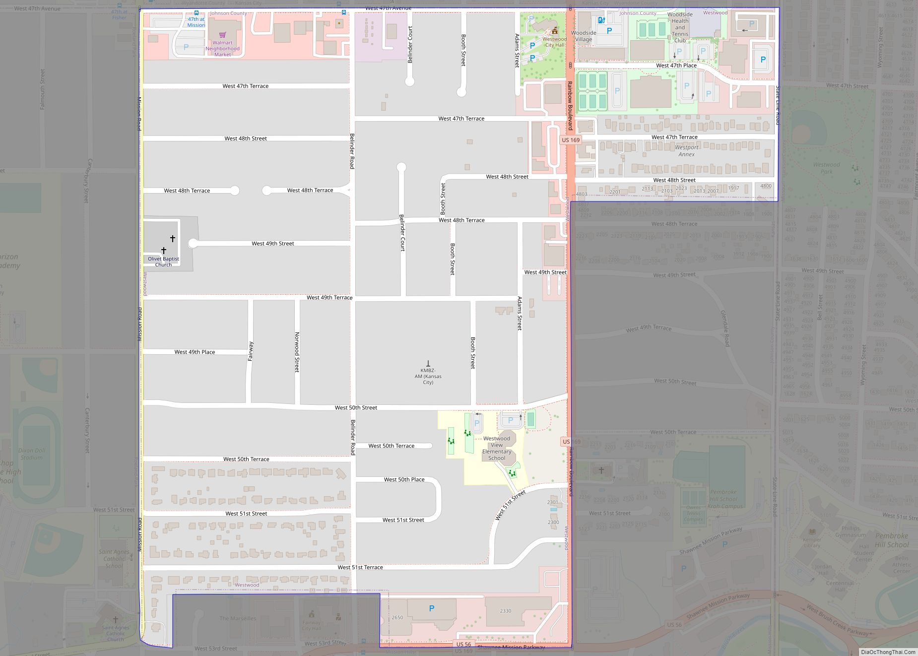 Map of Westwood city, Kansas