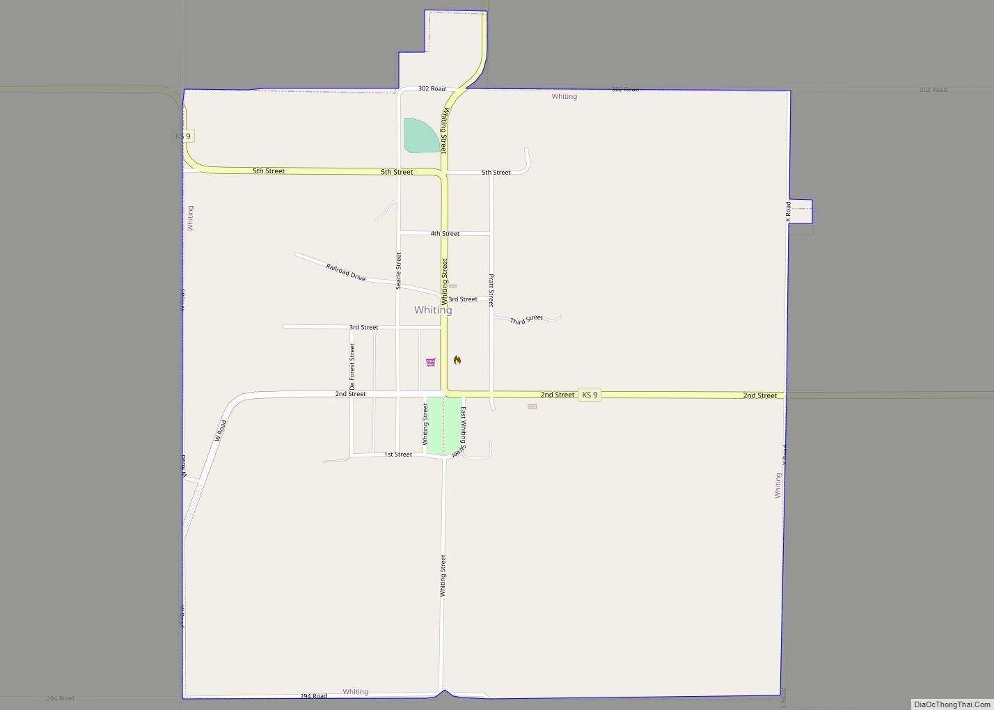 Map of Whiting city, Kansas