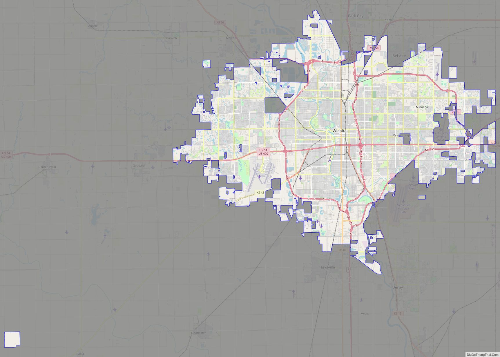 Map of Wichita city