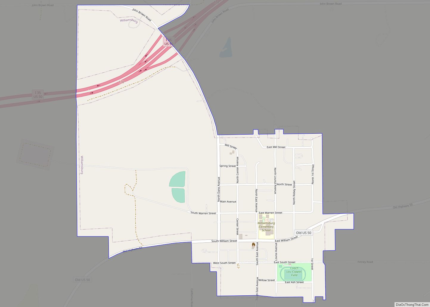 Map of Williamsburg city, Kansas