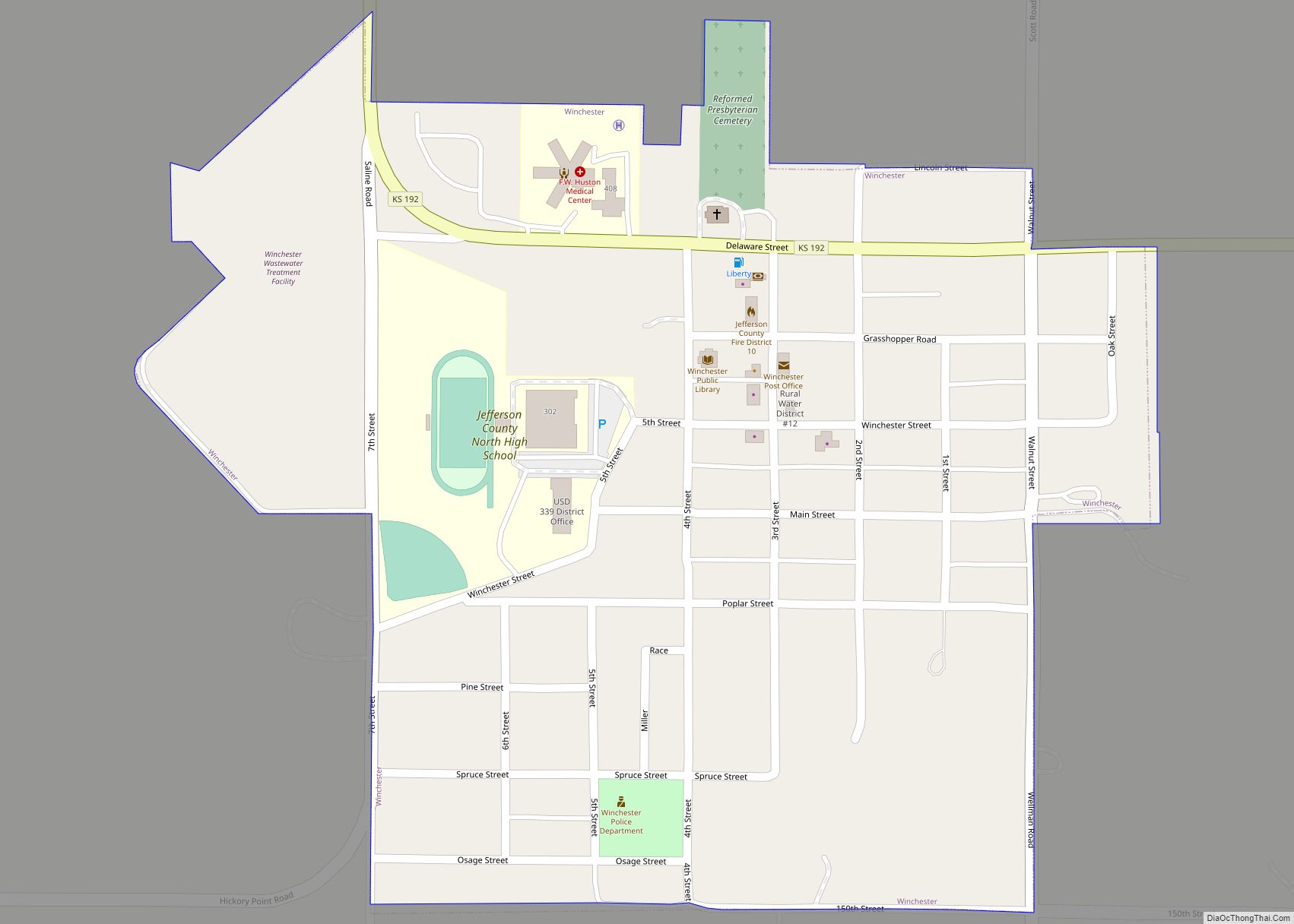 Map of Winchester city, Kansas