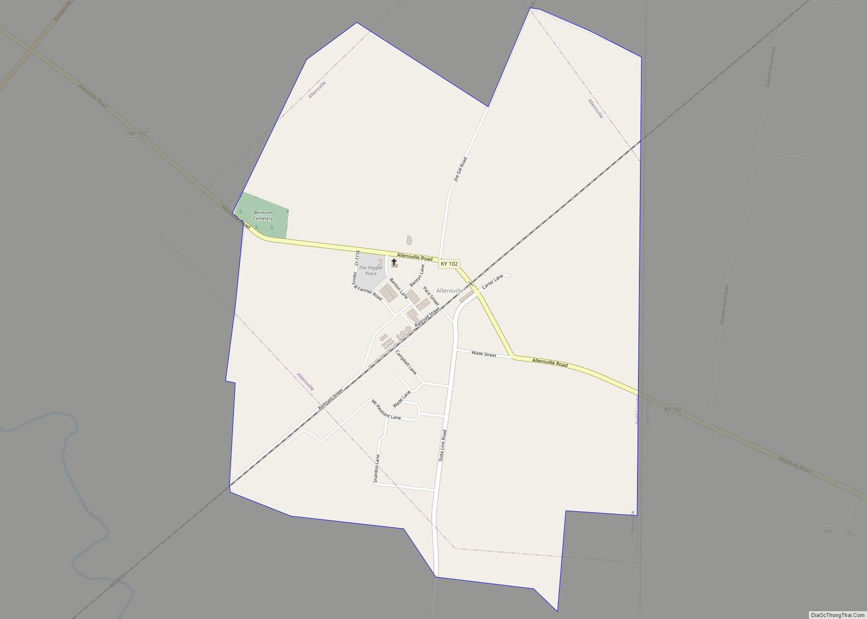 Map of Allensville CDP, Kentucky