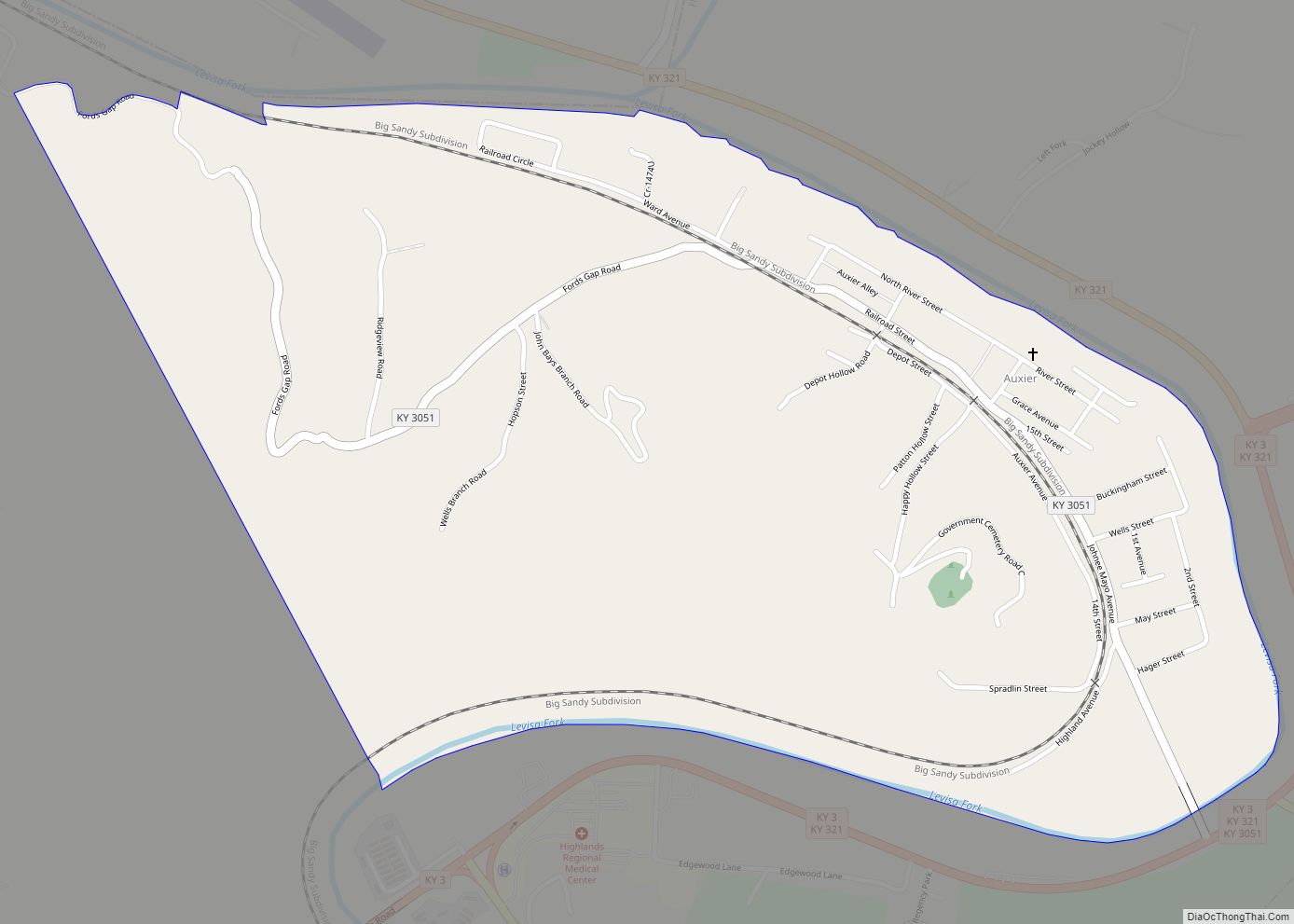 Map of Auxier CDP