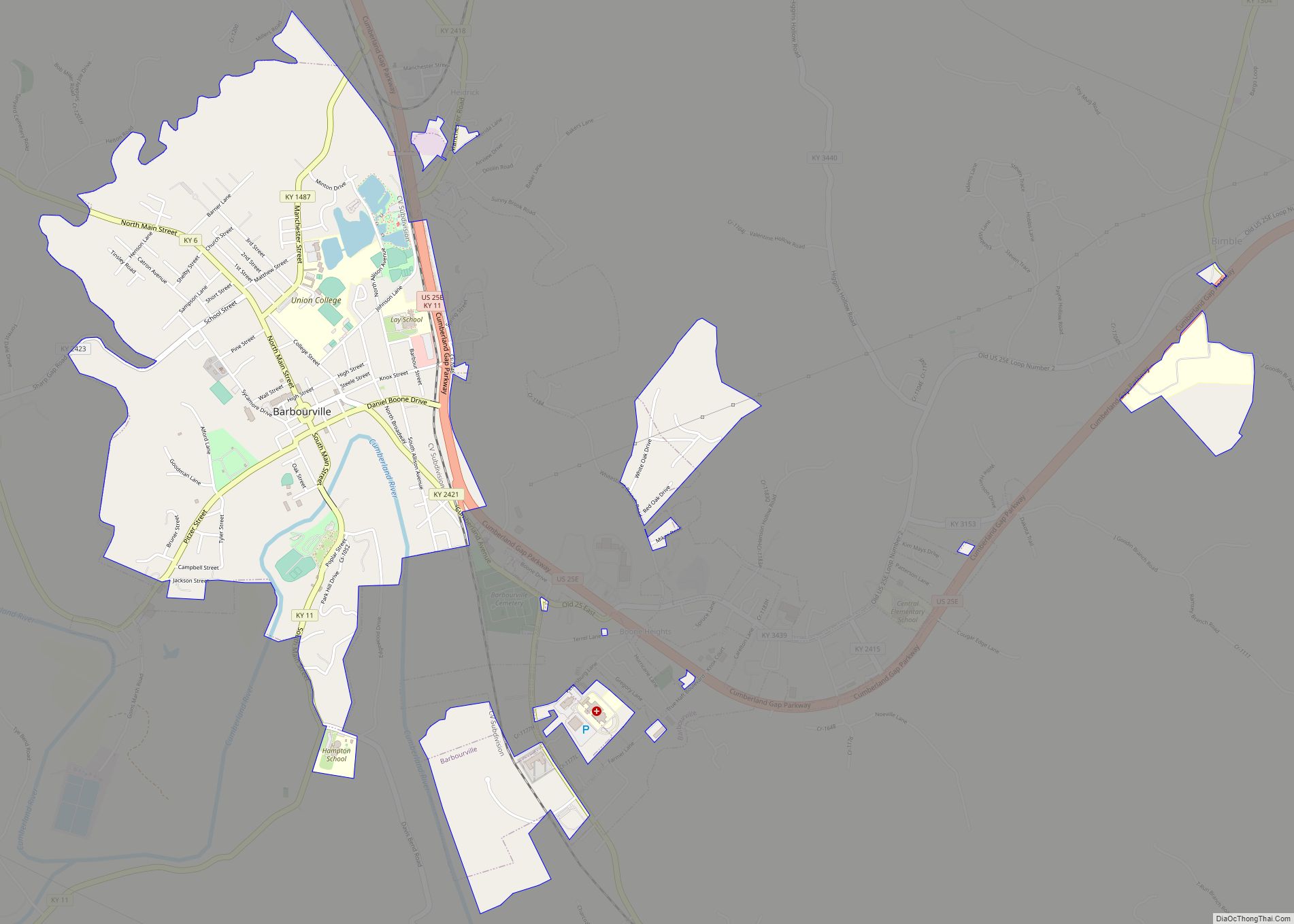 Map of Barbourville city