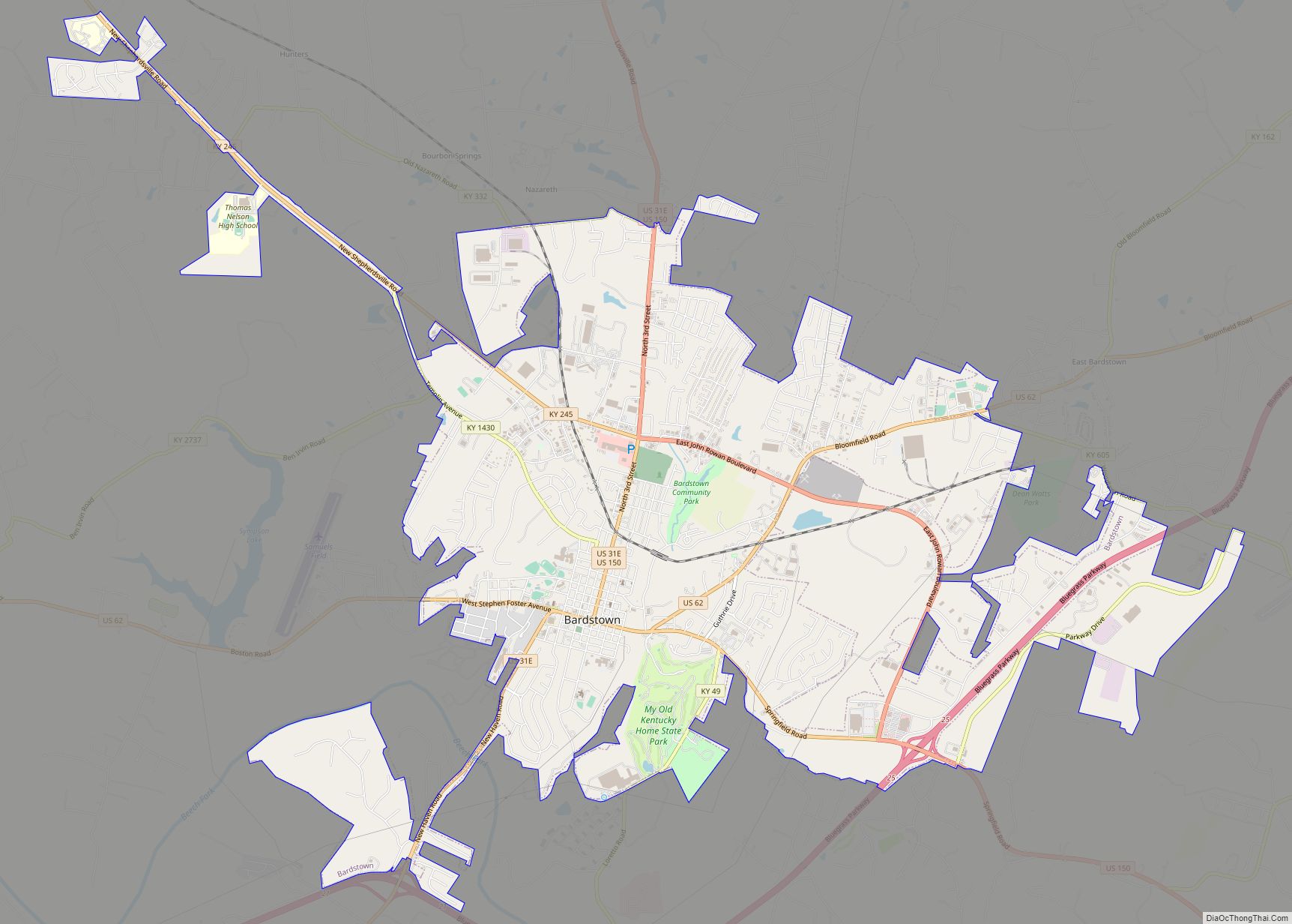Map of Bardstown city