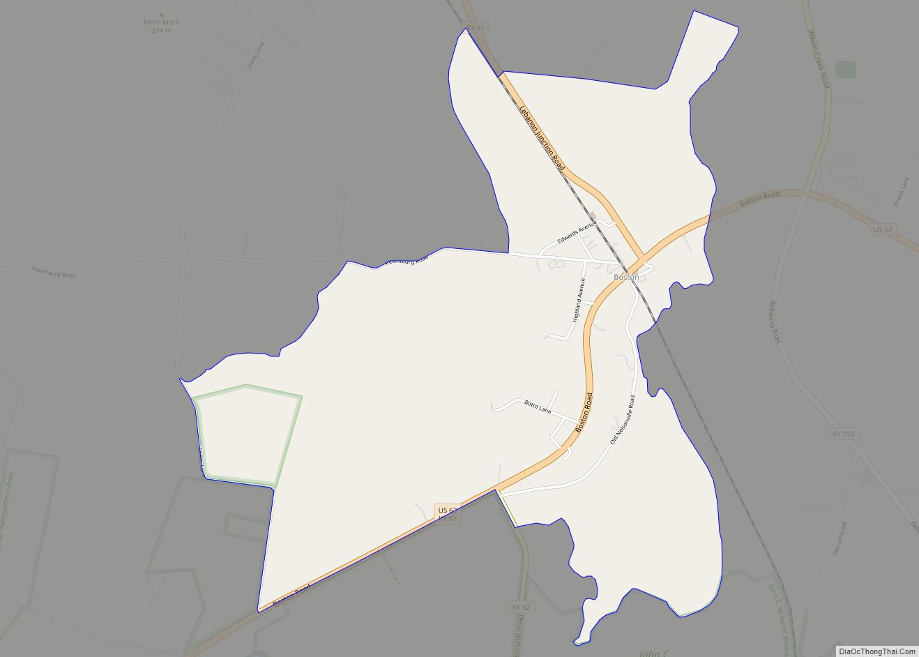 Map of Boston CDP, Kentucky
