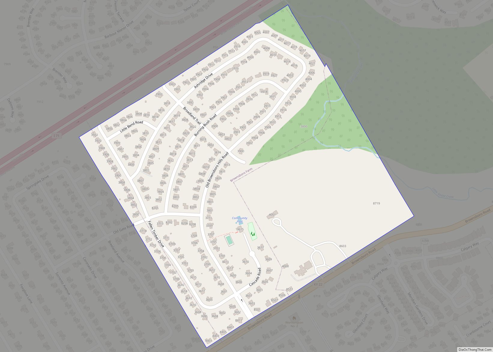Map of Brownsboro Farm city