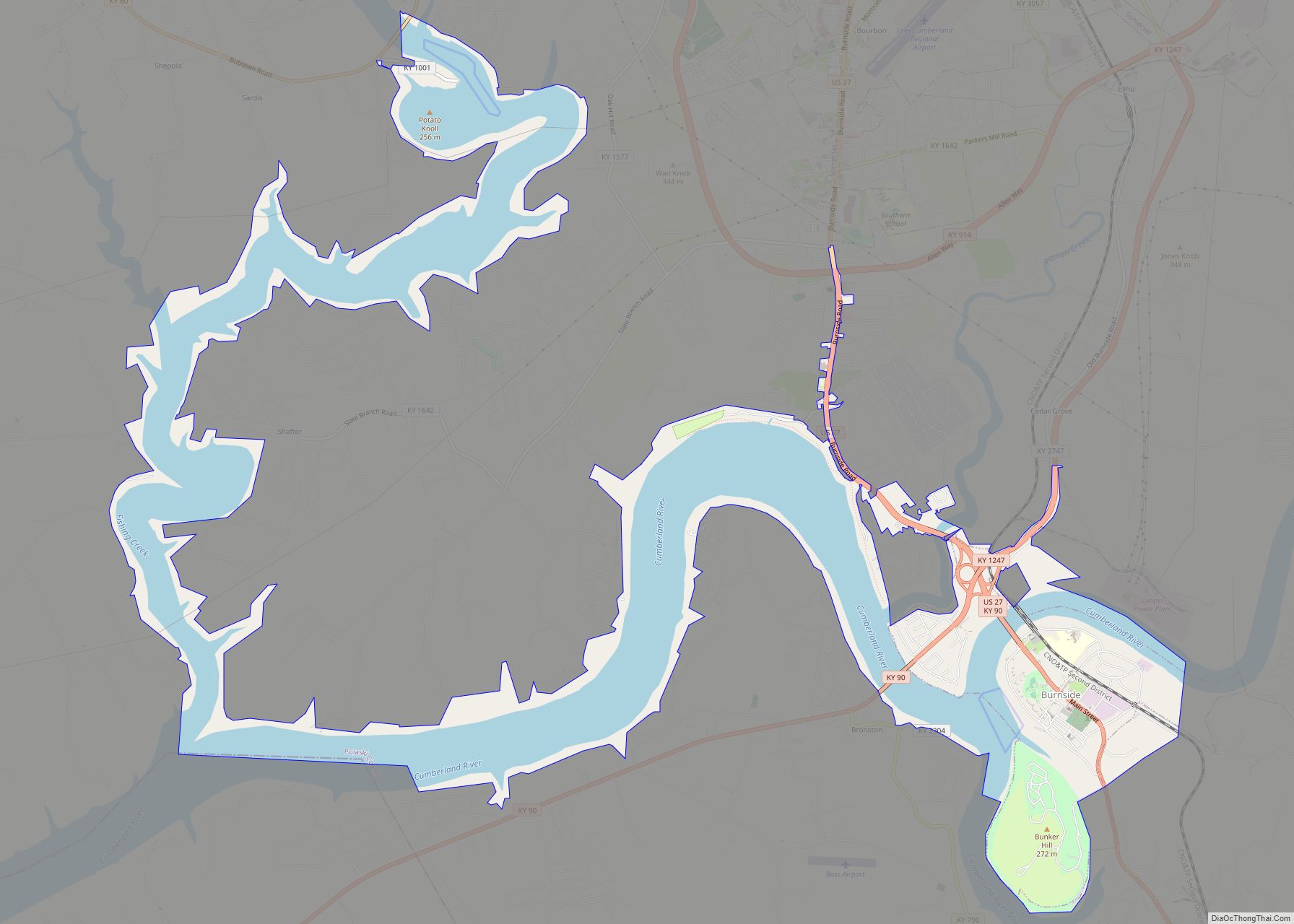 Map of Burnside city, Kentucky