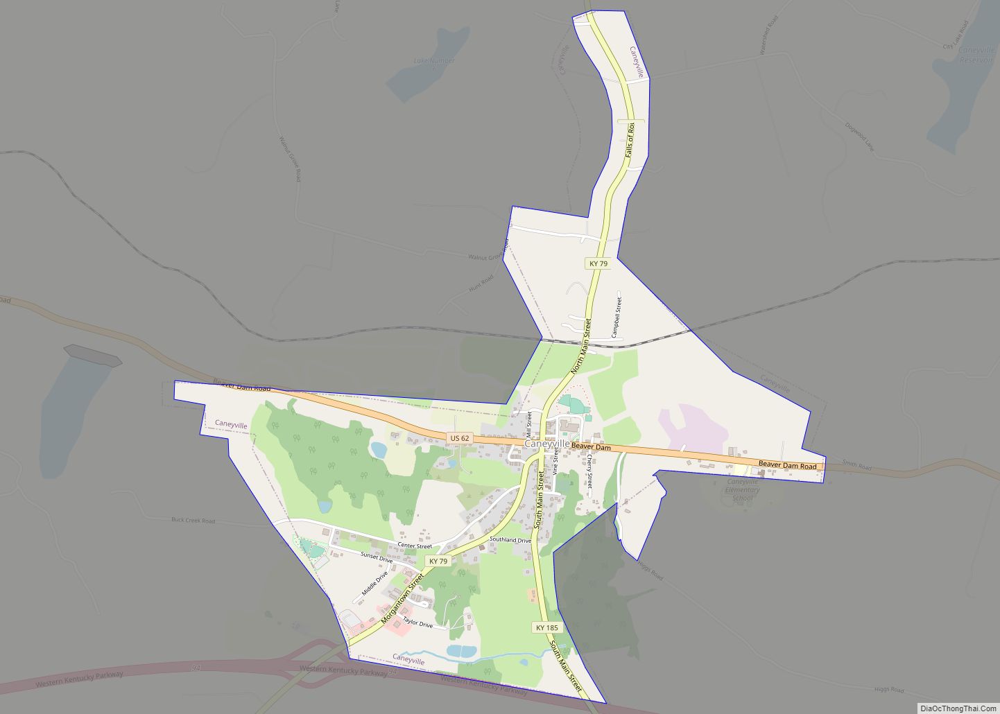 Map of Caneyville city