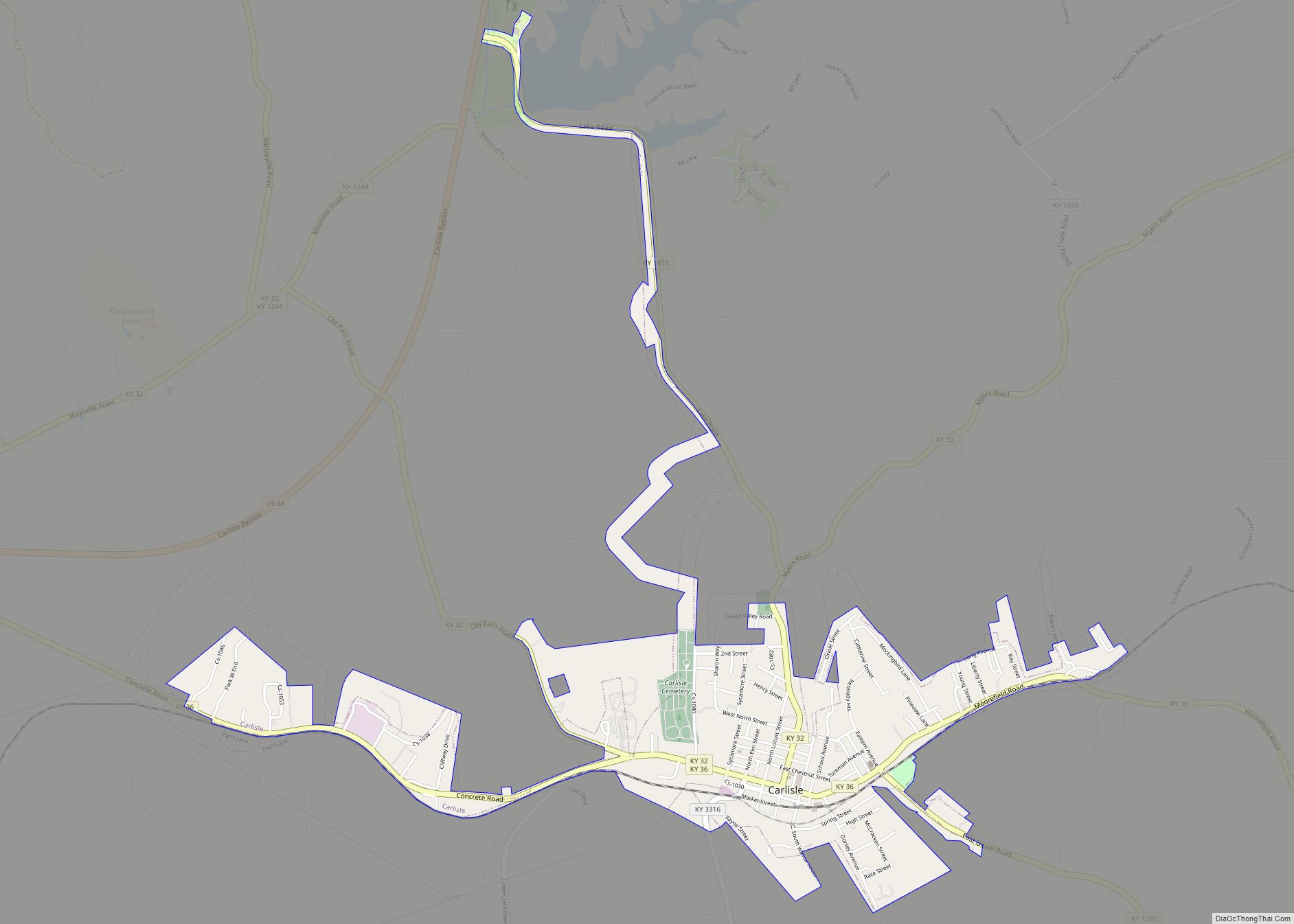 Map of Carlisle city, Kentucky