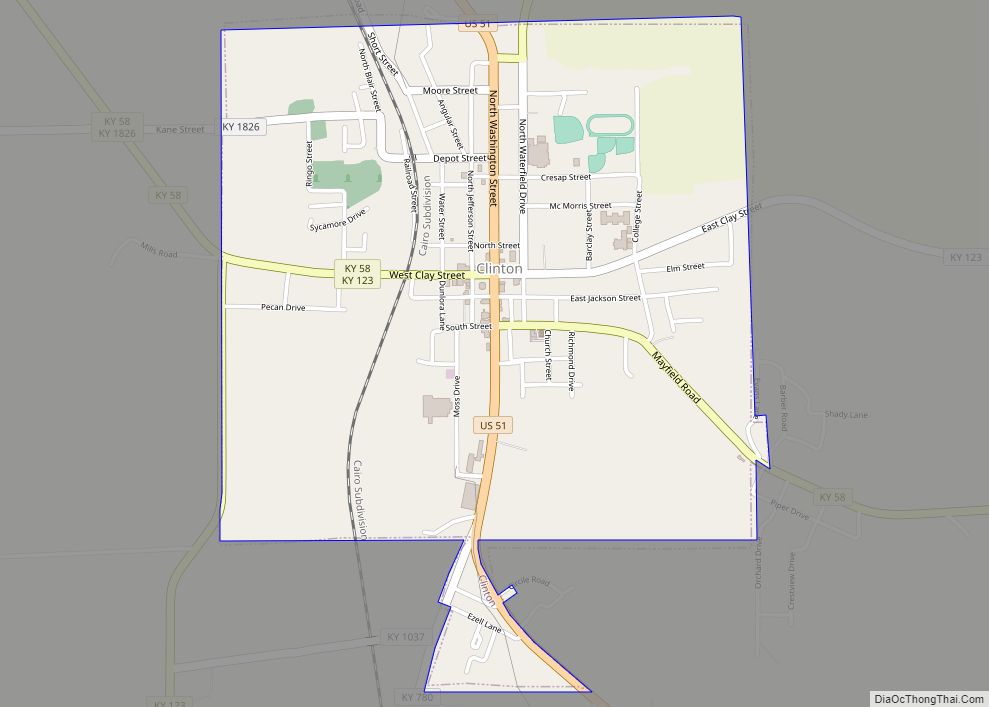 Map of Clinton city, Kentucky