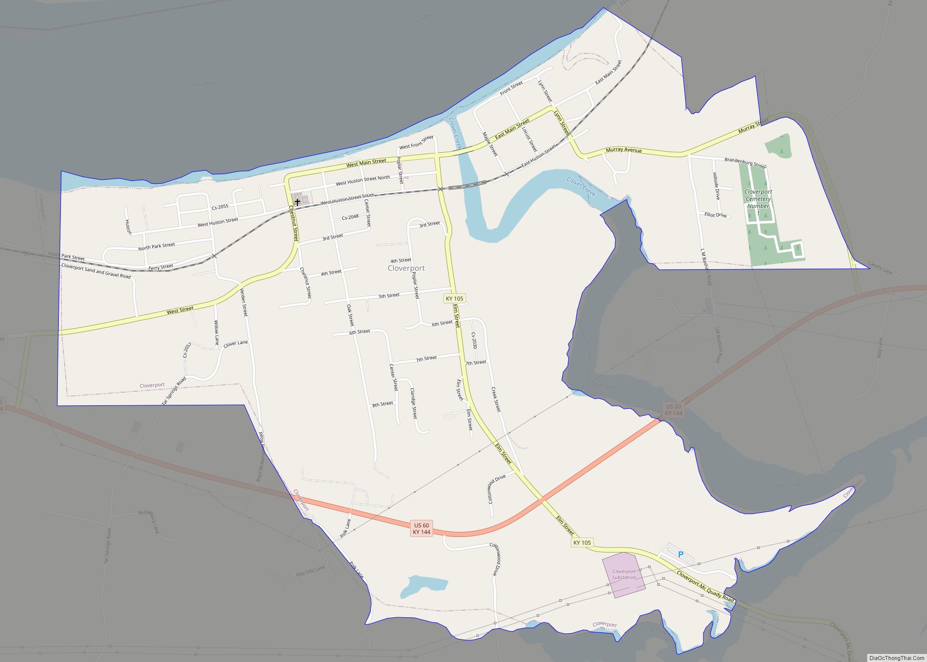 Map of Cloverport city