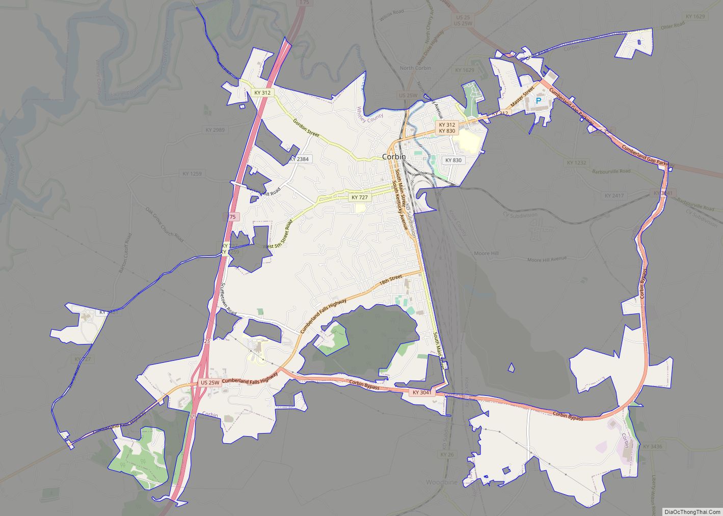 Map of Corbin city