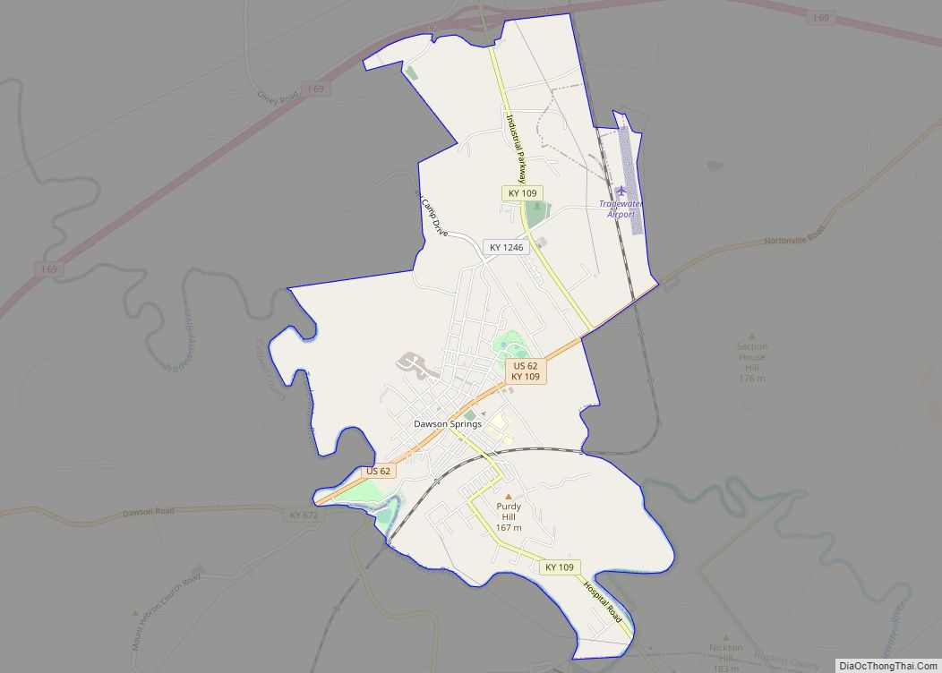 Map of Dawson Springs city