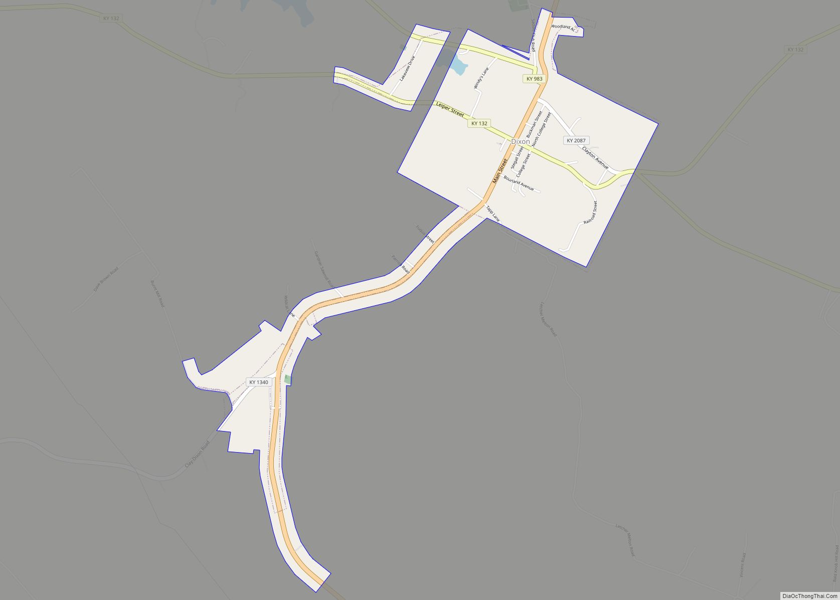 Map of Dixon city, Kentucky