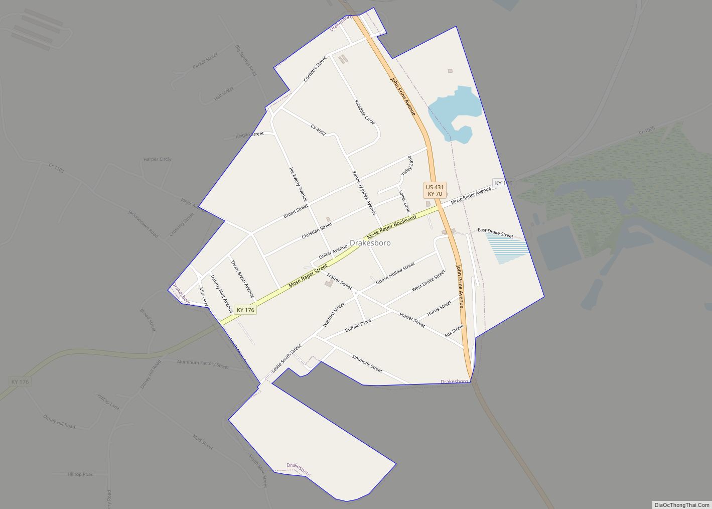 Map of Drakesboro city
