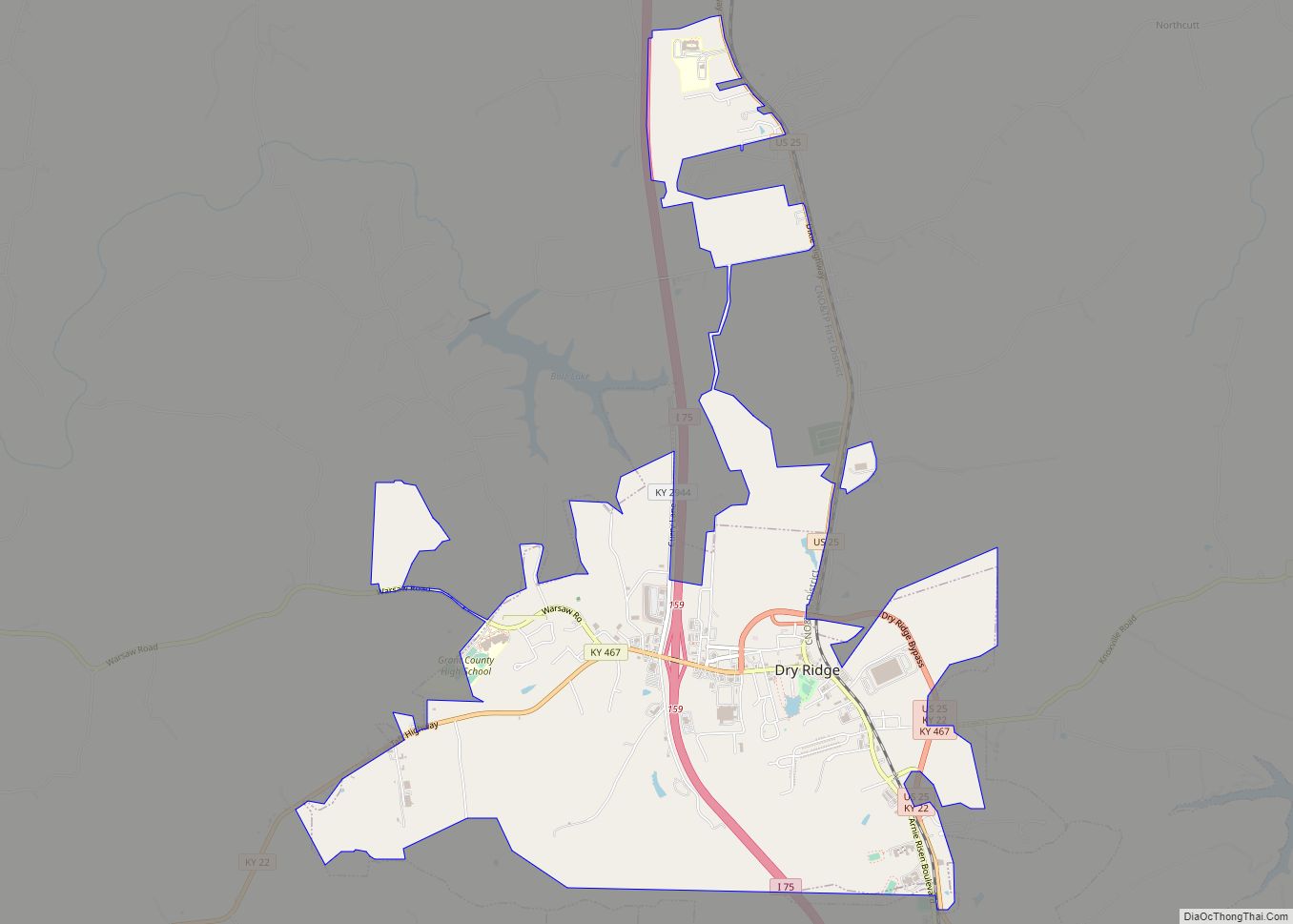 Map of Dry Ridge city