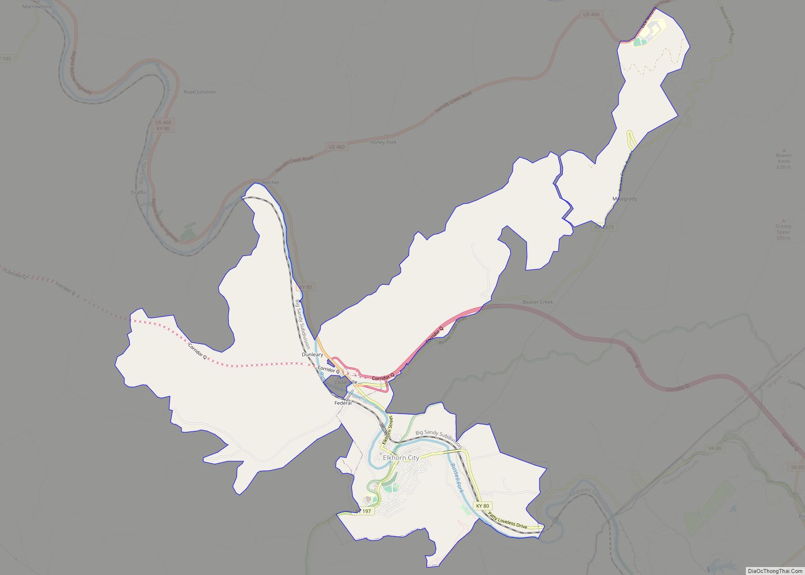 Map of Elkhorn City city