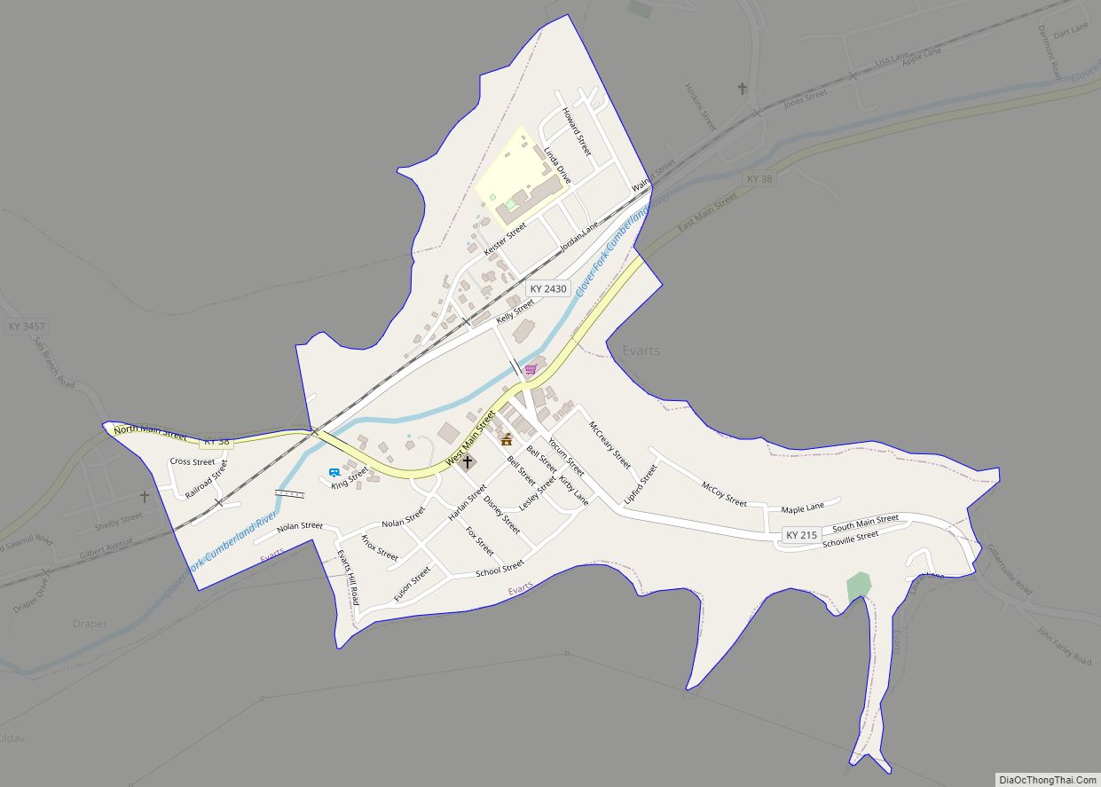 Map of Evarts city