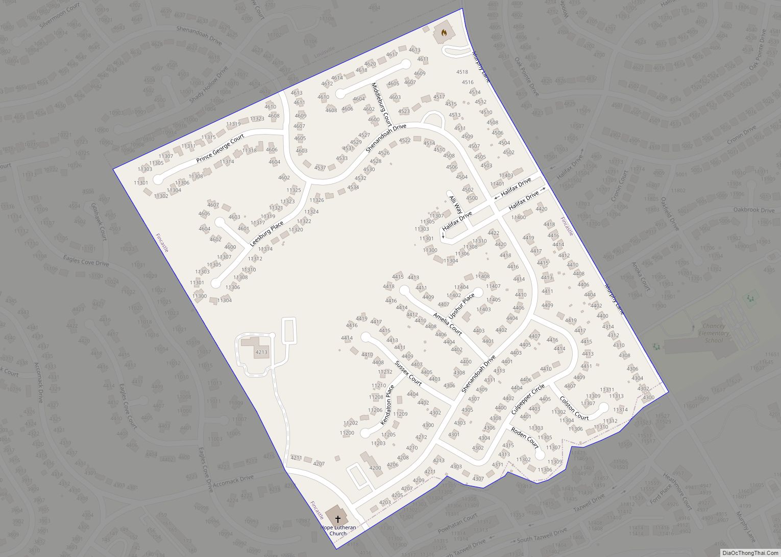 Map of Fincastle city