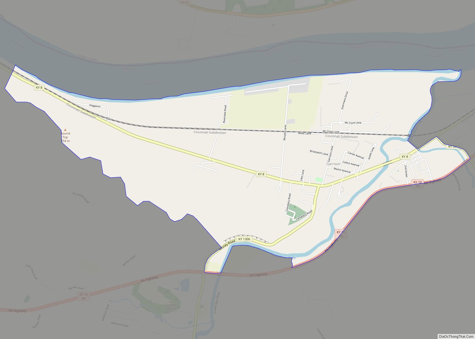 Map of Garrison CDP, Kentucky