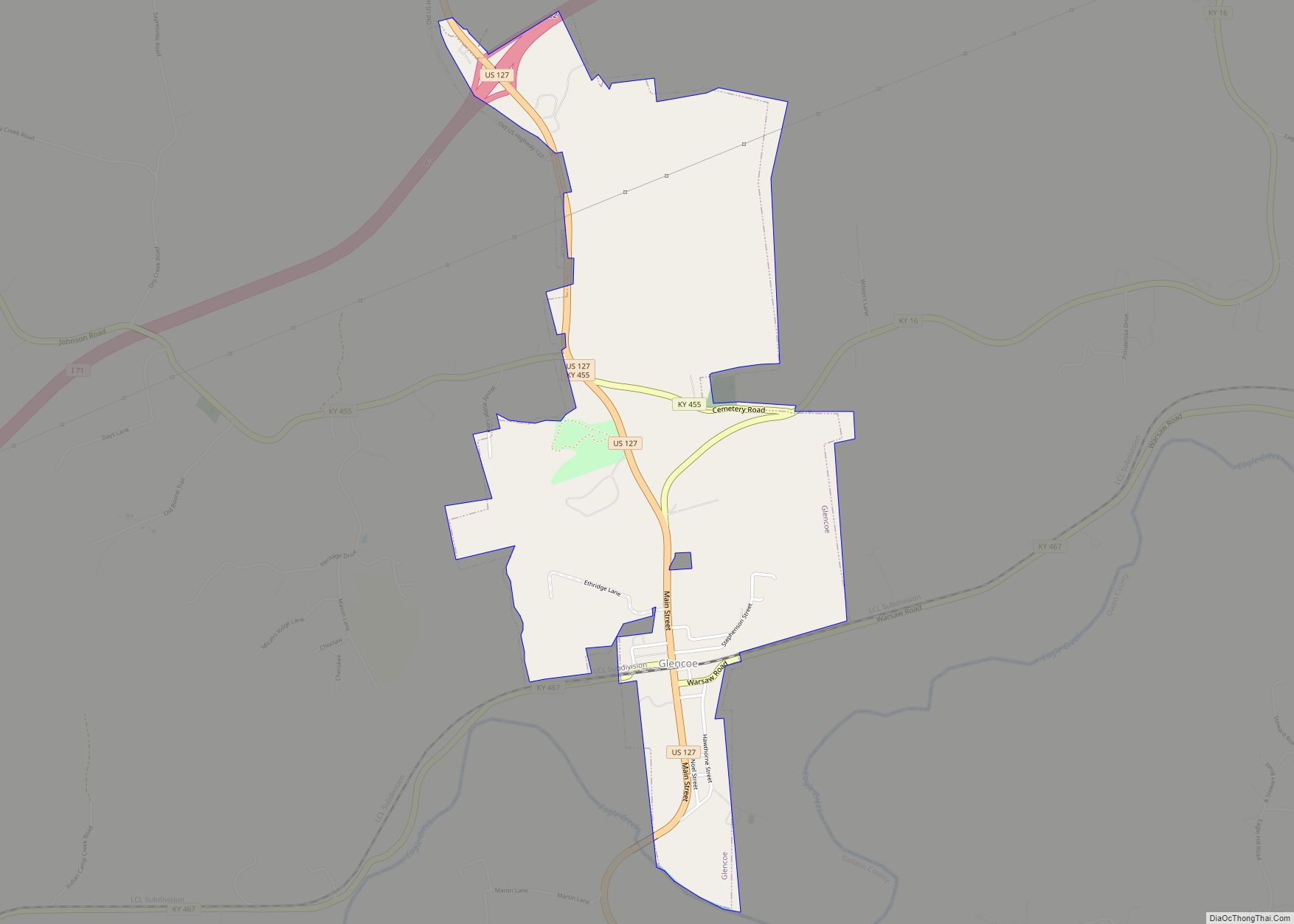 Map of Glencoe city, Kentucky
