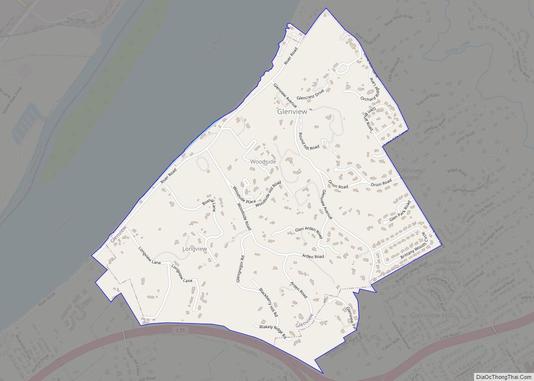 Map of Glenview city, Kentucky