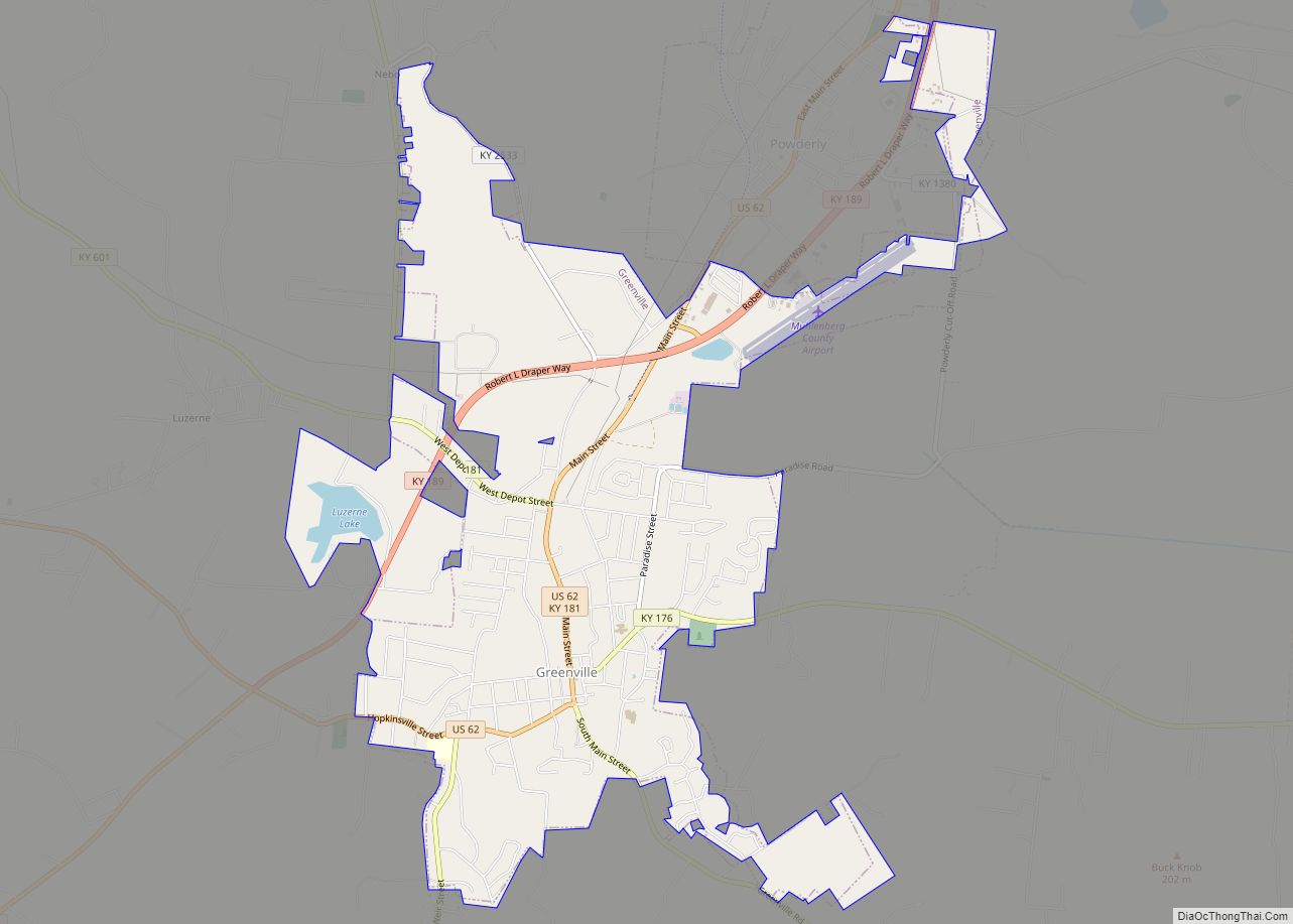Map of Greenville city, Kentucky