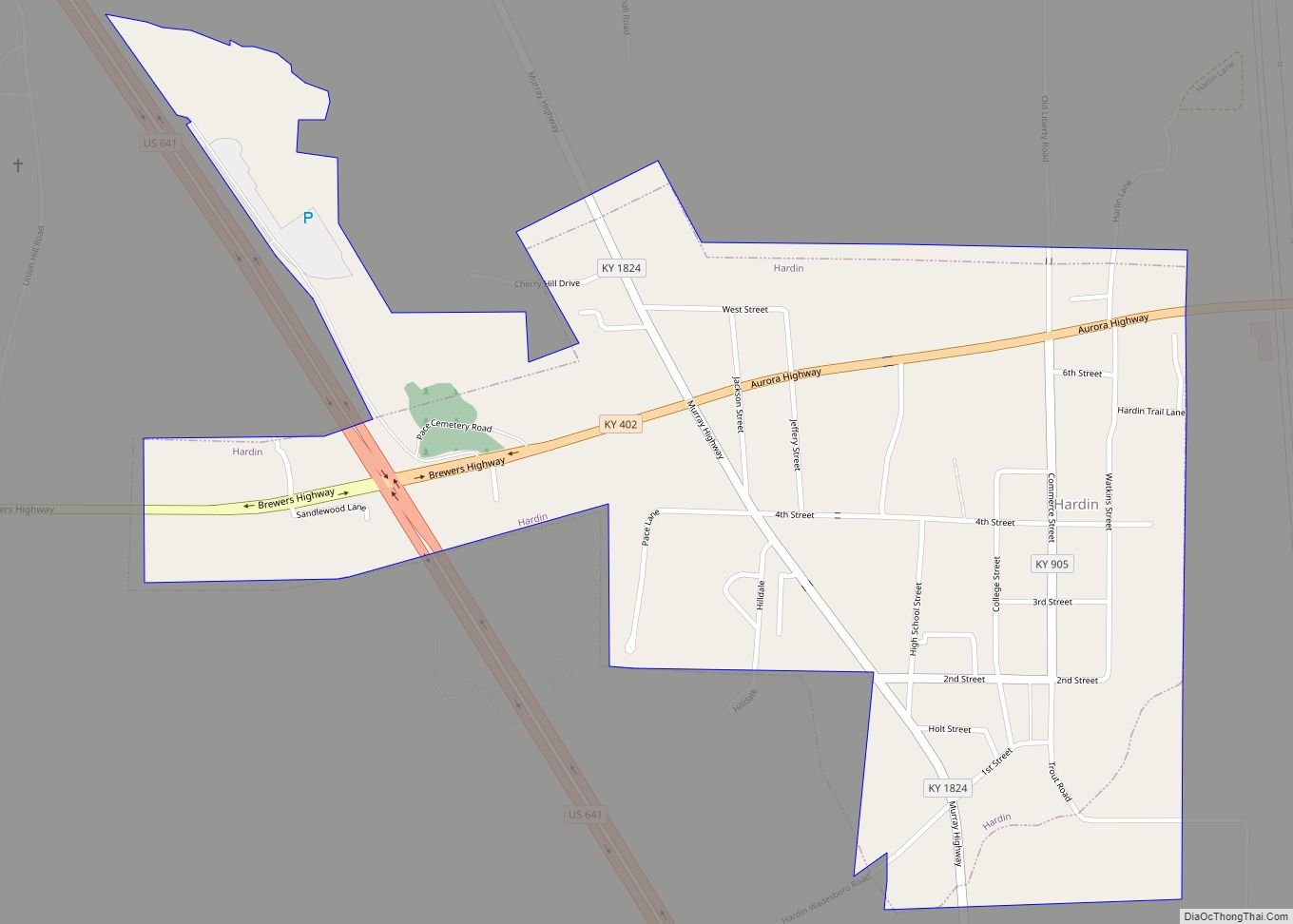 Map of Hardin city, Kentucky