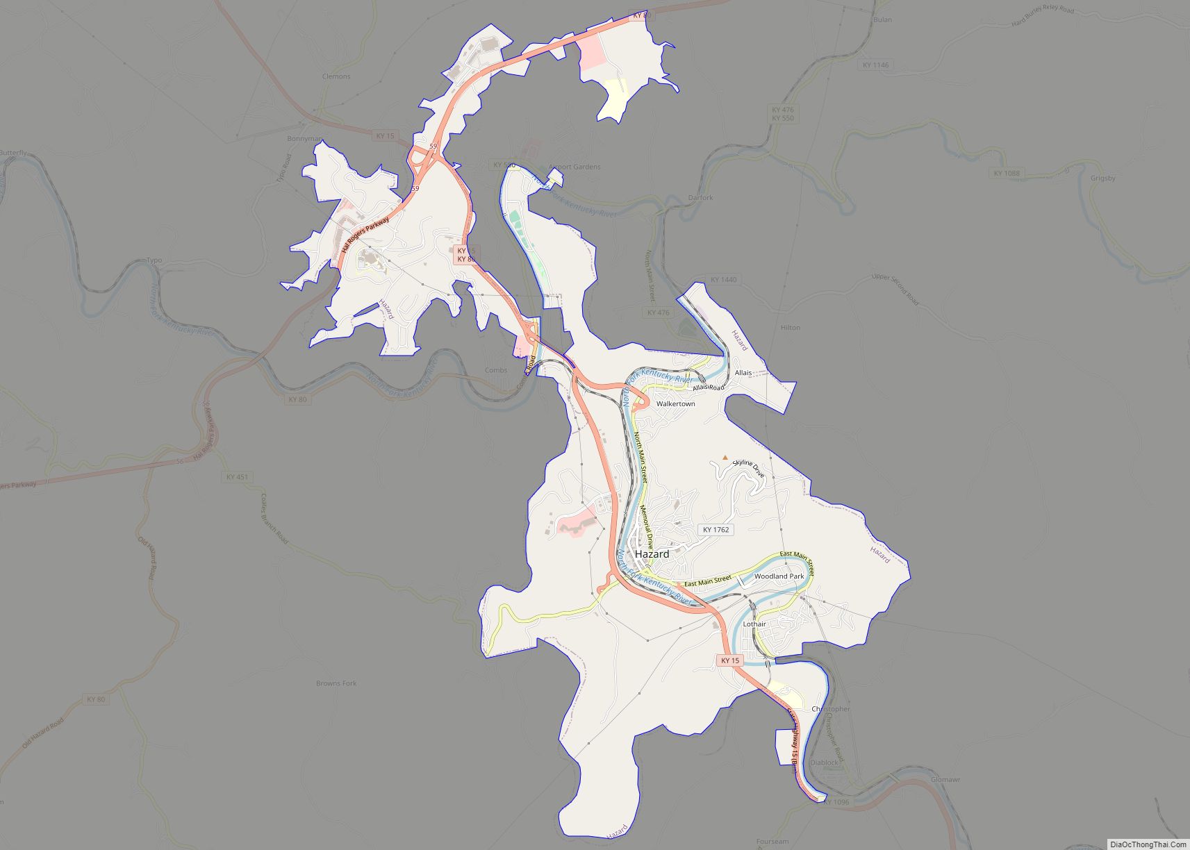 Map of Hazard city