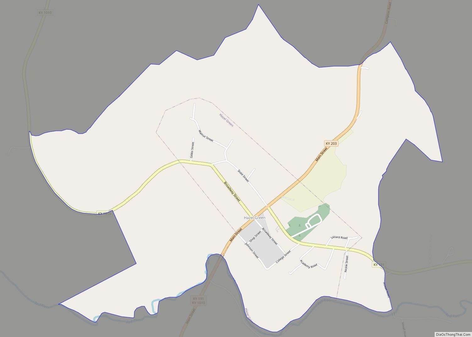 Map of Hazel Green CDP, Kentucky