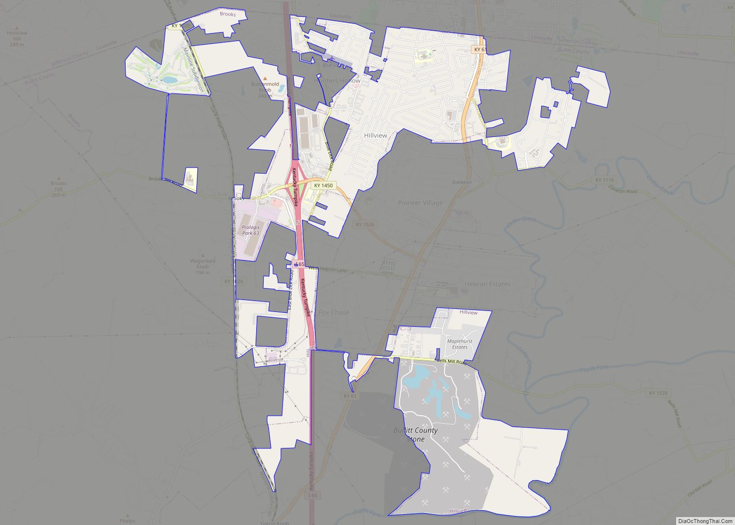 Map of Hillview city, Kentucky