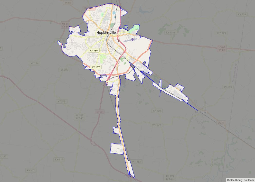 Map of Hopkinsville city