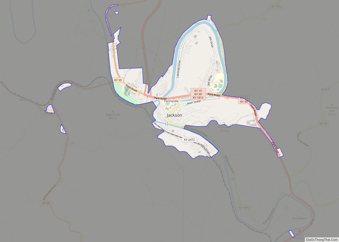 Map of Jackson city, Kentucky