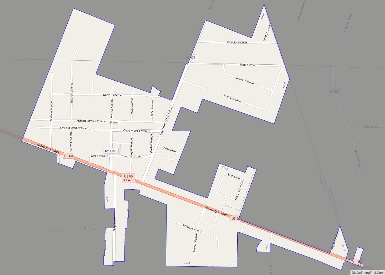 Map of Kevil city