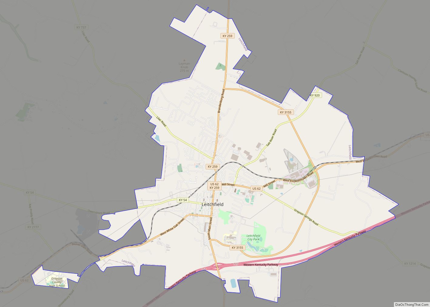 Map of Leitchfield city