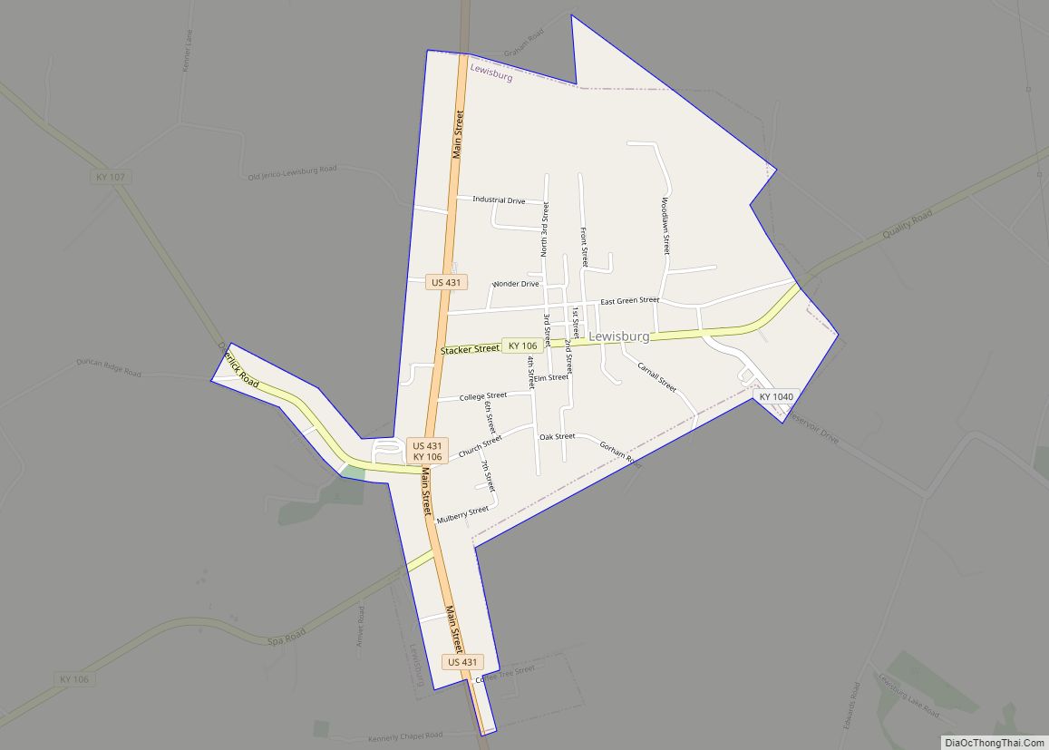 Map of Lewisburg city, Kentucky