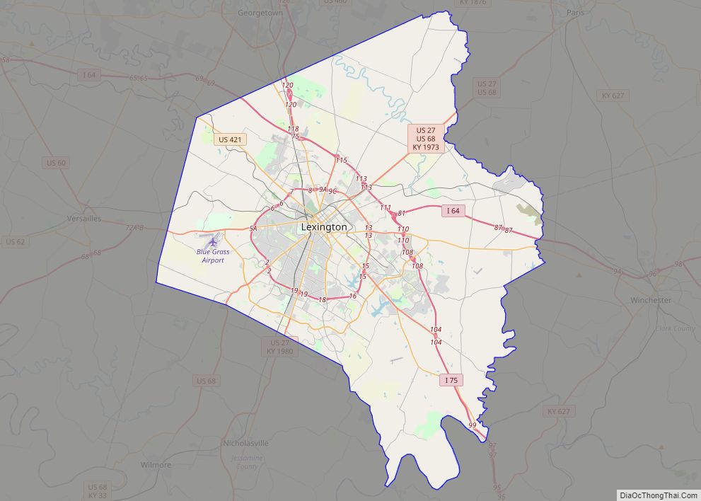 Map of Lexington-Fayette urban county