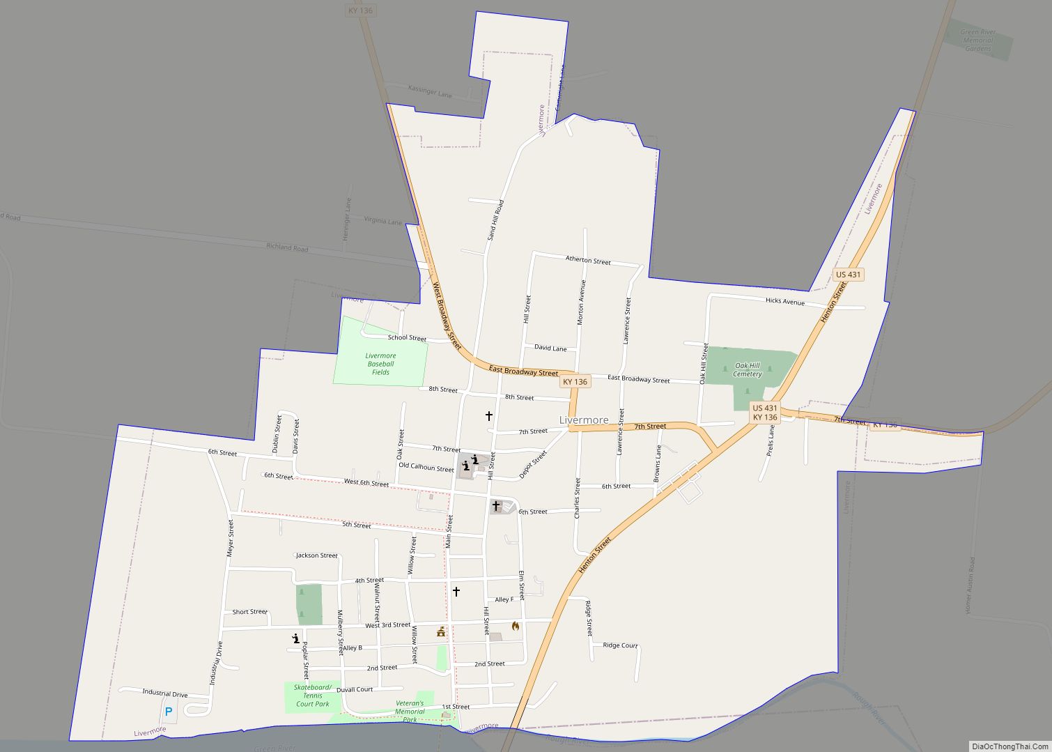 Map of Livermore city, Kentucky