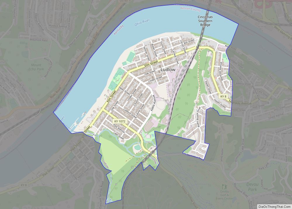 Map of Ludlow city, Kentucky