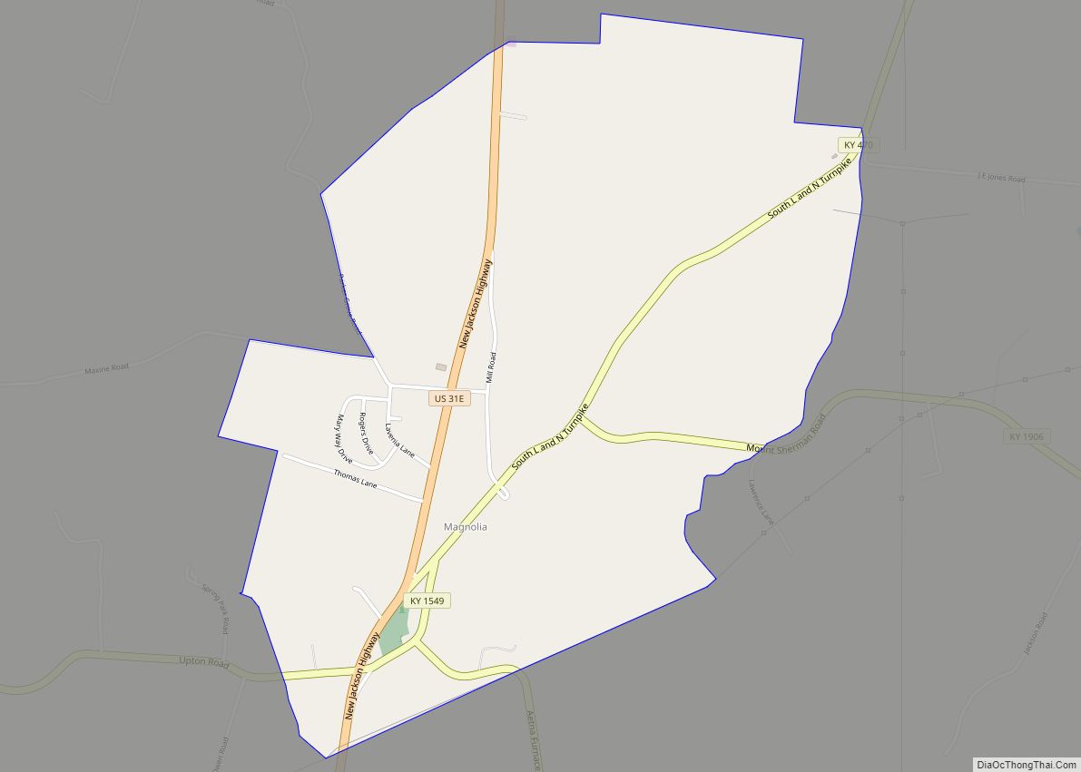 Map of Magnolia CDP, Kentucky