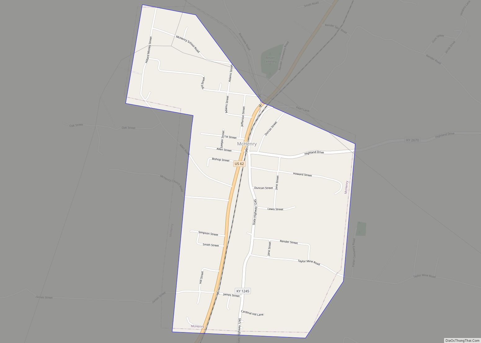Map of McHenry city, Kentucky