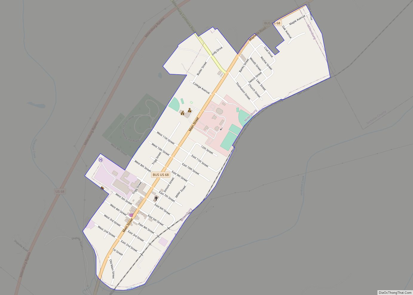 Map of Millersburg city, Kentucky