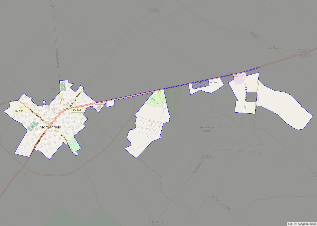 Map of Morganfield city
