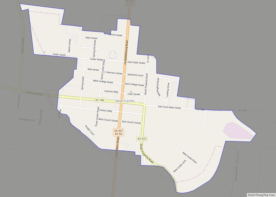 Map of New Castle city, Kentucky
