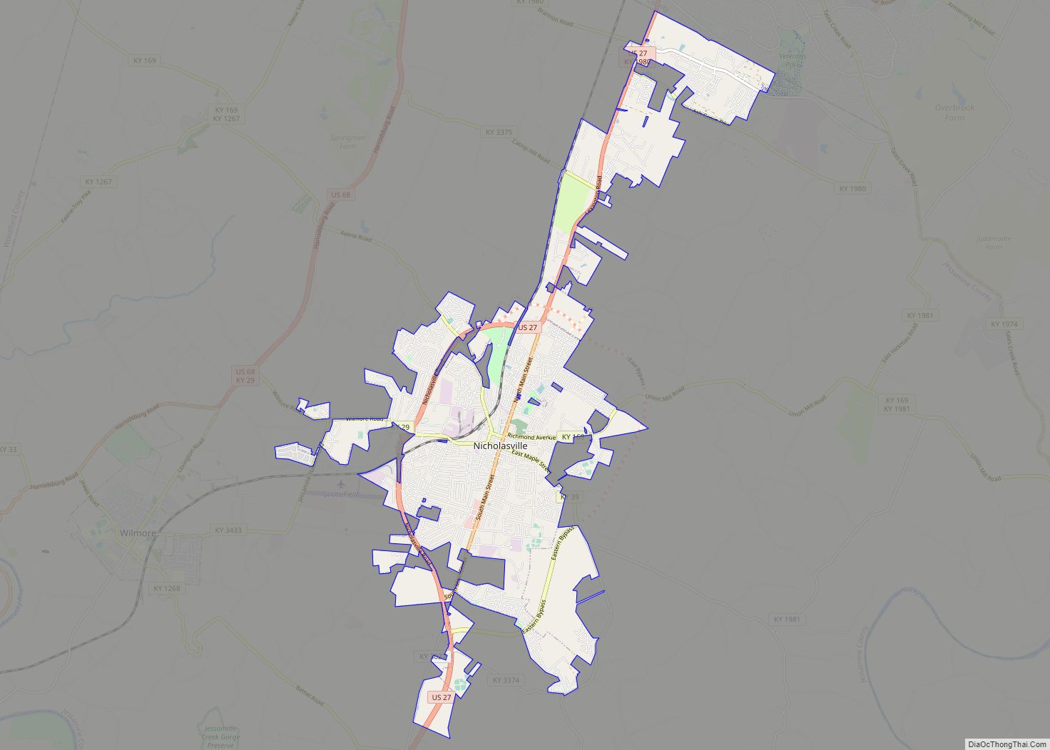 Map of Nicholasville city